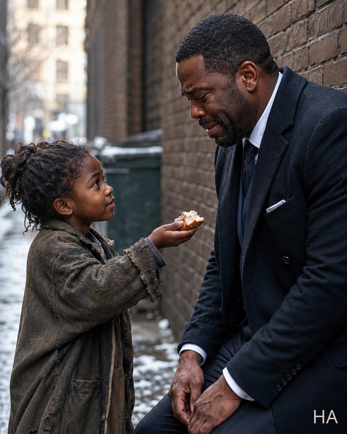 A Hungry Little Girl Gave Her Only Bread to a Crying Millionaire — Then He Discovered She Was the Key to His Son’s Disappearance