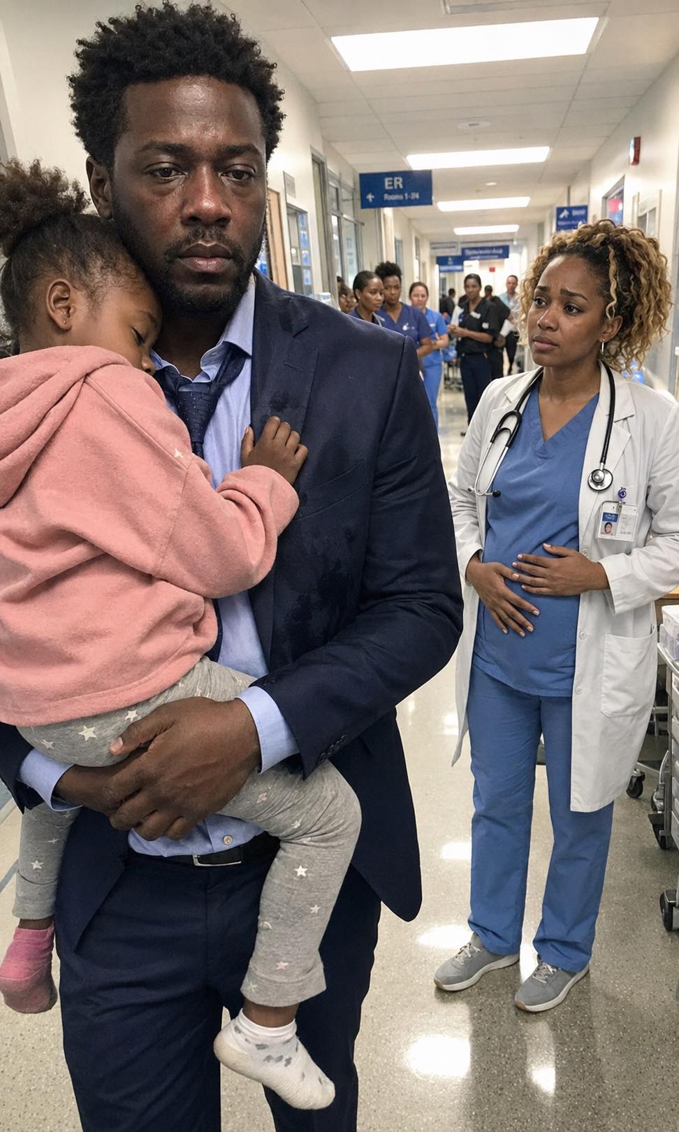 The Pregnant ER Doctor Tried To Stay Professional When The Man Who Broke Her Heart Rushed In Carrying His Injured Daughter — Until The Little Girl Pointed At Her Belly And Innocently Said Something That Made Him Go Completely Silent