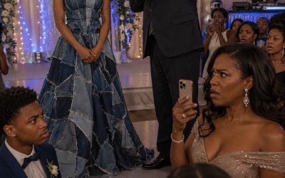 MY STEPMOM LAUGHED AT THE PROM DRESS WHICH MY LITTLE BROTHER MADE FROM OUR LATE MOM’S OLD JEANS. But the moment I stepped onto that stage… the principal stopped the music, pointed directly at her, and suddenly the entire night changed.