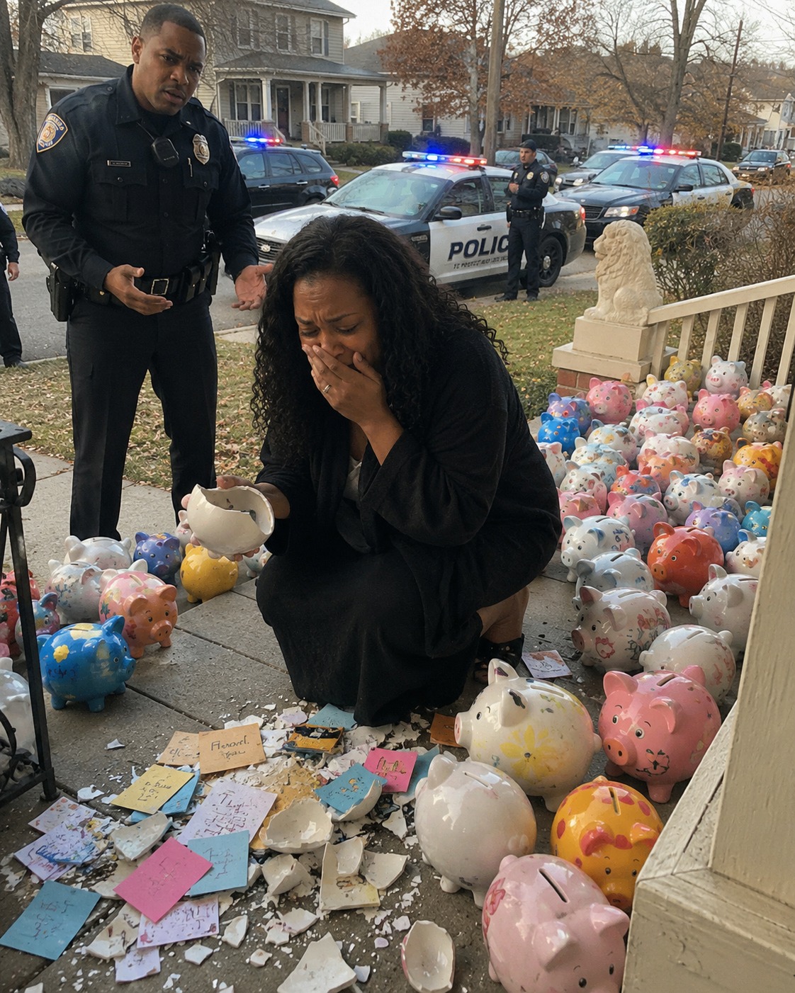 My 6-Year-Old Son Gave All His Savings to Help Our Elderly Neighbor – The Next Morning, Our Yard Was Filled with Piggy Banks, and Patrol Cars Were Everywhere