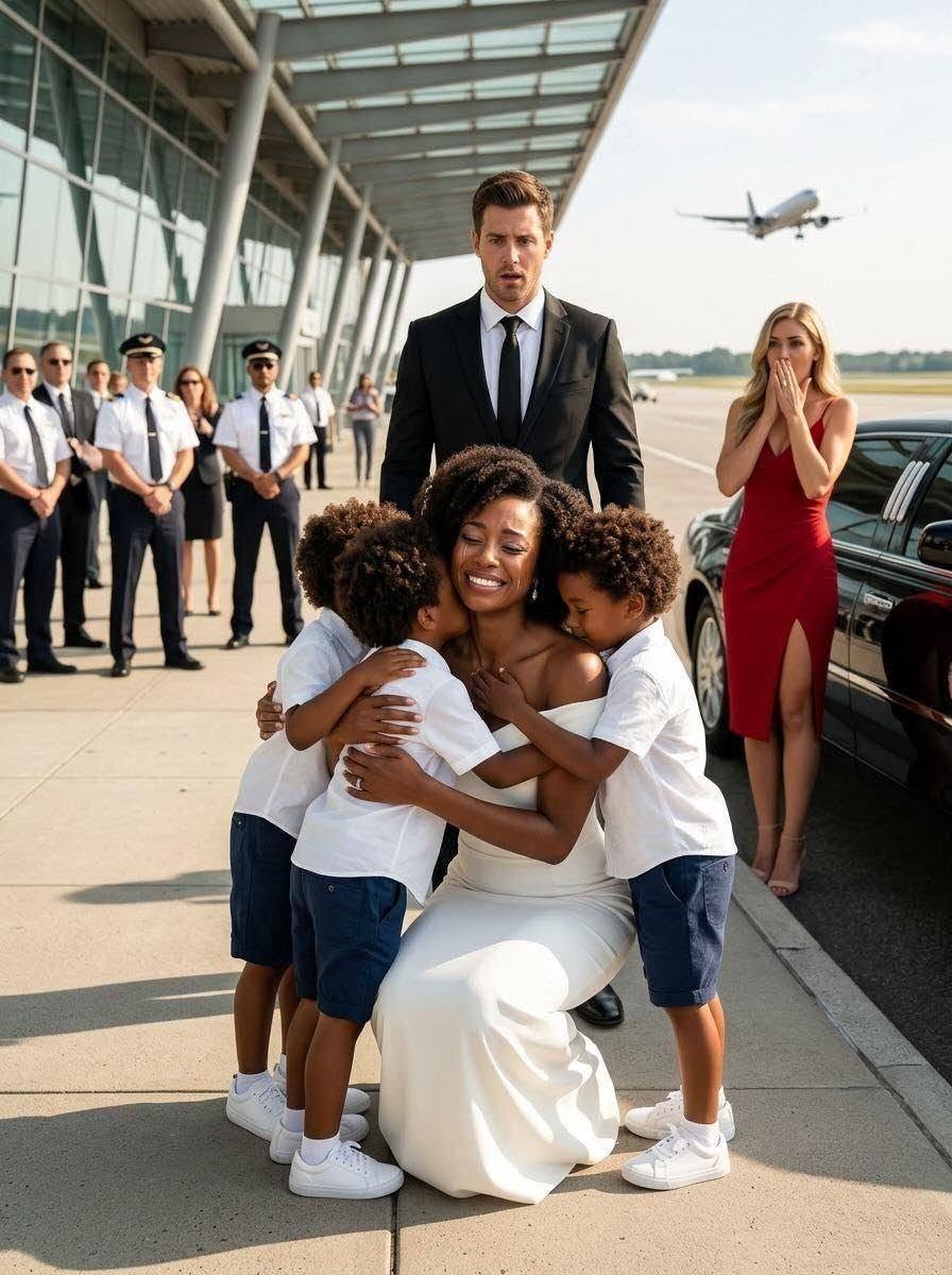 My Billionaire Ex-Husband Sat Beside Me on a Flight Just to Humiliate Me—Then Three Little Boys Ran Out of a Bentley Calling Me “Mom”