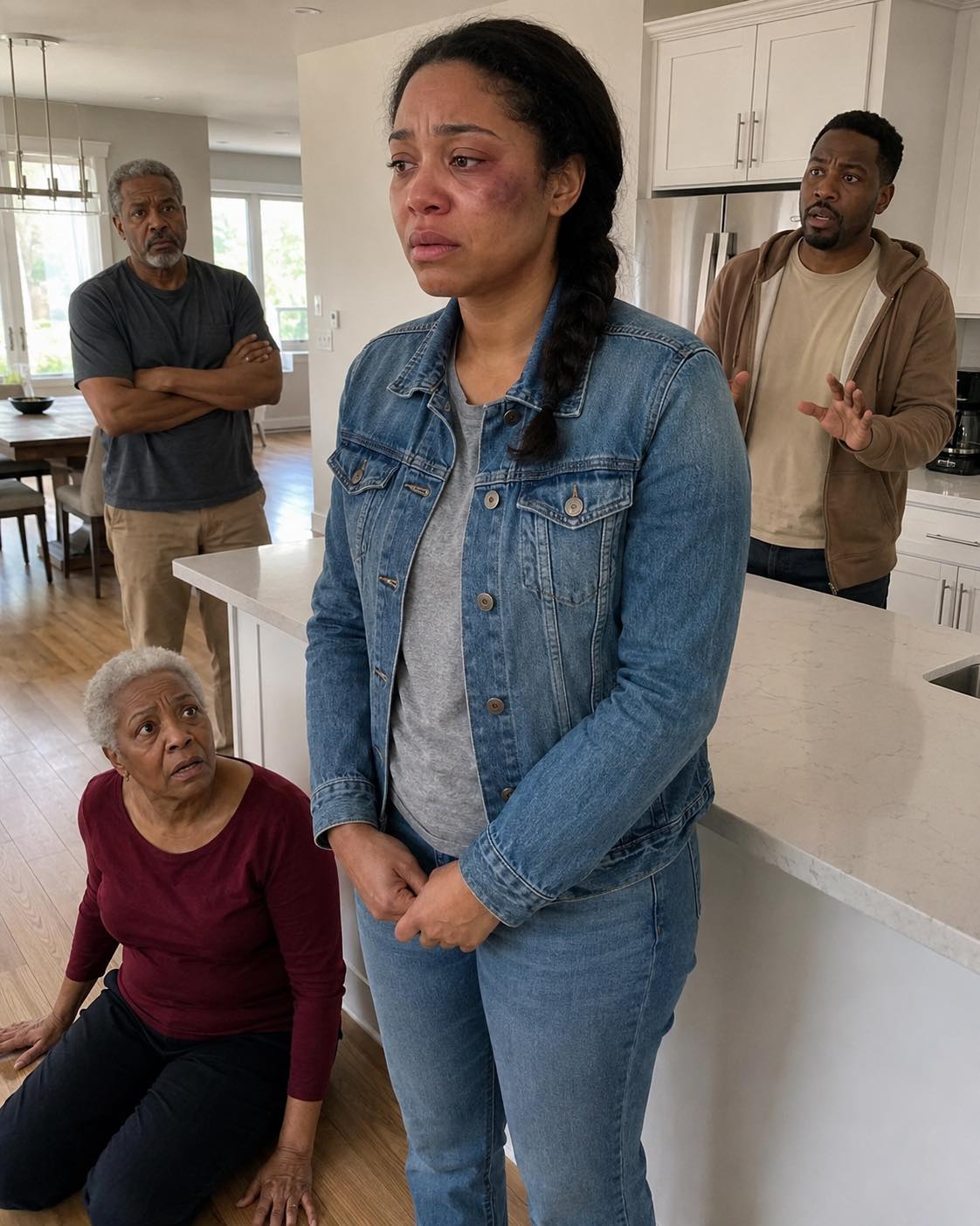 On my birthday, my father walked in, looked at my b:ruised face, and asked, “Sweetheart… who did this to you?” Before I could speak, my husband smirked and said, “I did. Gave her a sl:ap instead of congratulations.”