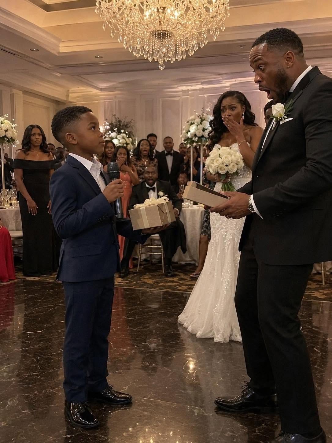 My ex-husband cheated on me, left me and our son, and still invited us to his wedding. During his speech, he laughed and said, “Leaving that trash was the best decision of my life!” The crowd burst into laughter. Then my son calmly took the microphone. “I brought a special gift for you, Dad,” he said, handing him a box. When my ex opened it, his scream silenced the entire room.