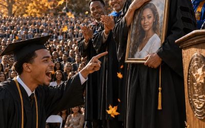My son banned me from his med school graduation, texting that my scarred hands and limp would embarrass his wealthy in-laws. I had scrubbed floors for 30 years to pay his tuition. I showed up anyway, hiding in the very back row. But the moment the University President announced the ‘Lifetime Hero Award’ and called my name to the stage, I stepped out of the shadows. As I limped past his row, my son’s arrogant expression shattered into absolute terror…
