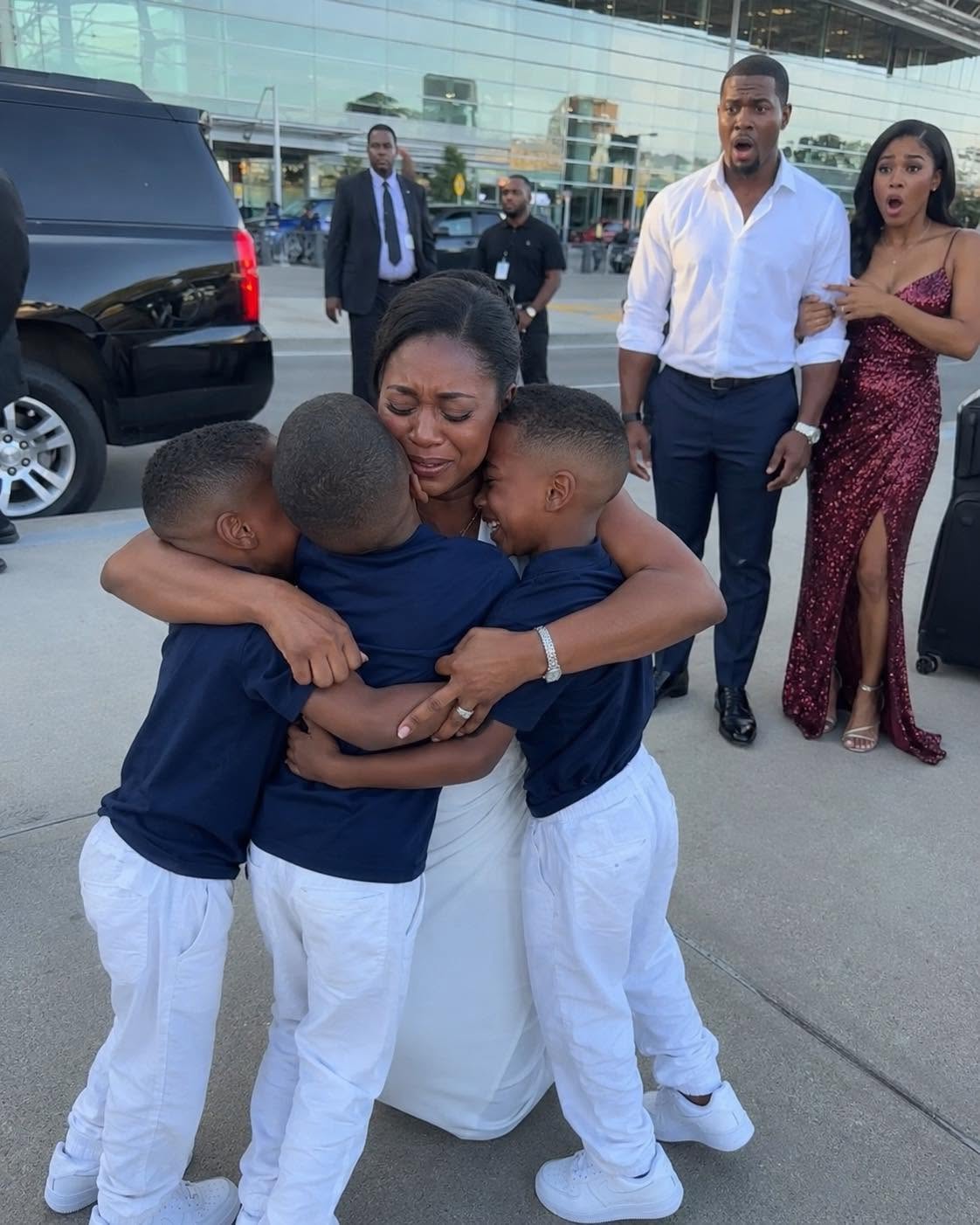 “My billionaire ex-husband sat beside me on a flight just to shame me—then three little boys stepped out of a Bentley and ran toward me, calling, “Mom!”