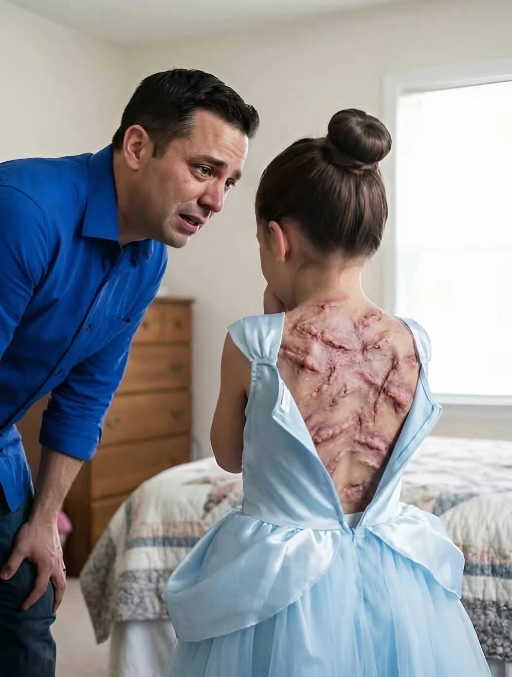 part 2 My 8-year-old daughter sent me a text saying, “DAD, COME TO MY ROOM. JUST YOU.”—then she turned around yas and showed me the maddon handprints covering her back