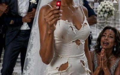 I walked down the aisle with a split lip and a torn veil. My groom smirked at his friends. “She needed a reminder of who’s boss before we sign the papers,” he laughed loudly. The entire congregation, including his mother, chuckled. At the altar, he handed me a gold pen, expecting me to quietly sign away my late father’s M company. I didn’t cry. I calmly looked him in the eye, snapped the expensive pen in half, and reached deep into my bridal bouquet. The item I pulled out made his smug face go deathly pale.