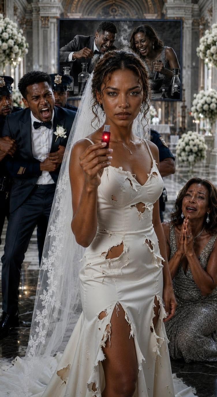 I walked down the aisle with a split lip and a torn veil. My groom smirked at his friends. “She needed a reminder of who’s boss before we sign the papers,” he laughed loudly. The entire congregation, including his mother, chuckled. At the altar, he handed me a gold pen, expecting me to quietly sign away my late father’s M company. I didn’t cry. I calmly looked him in the eye, snapped the expensive pen in half, and reached deep into my bridal bouquet. The item I pulled out made his smug face go deathly pale.