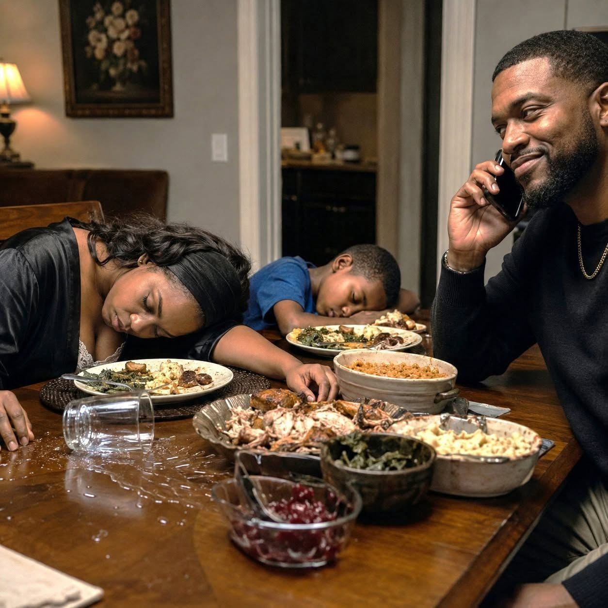 My husband said goodnight after p0isoning my son and me with a plate of chicken in green sauce, picked up his phone, and whispered, “It’s done… soon you’ll both be gone.” And I, lying on the floor, didn’t even dare to breathe. The doorknob turned again, slower this time. Then I heard it. Two sets of footsteps moving through the house. My son, Noah, pressed himself tighter against me on the bathroom floor, his forehead damp with sweat, his breathing shallow and uneven. I still had 911 on the line, the phone clutched so tightly in my hand that my fingers had gone numb. “They’re on their way,” the operator whispered calmly. “Do not open that door under any circumstances.” My husband came in first. I recognized Daniel Carter instantly—not by sight, but by the rhythm of his footsteps. Quick. Controlled. The same confident stride he used whenever he believed he was in charge of a situation. The woman with him wore heels. Thin heels. Each click against the hardwood floor echoed through the house like a countdown. “They’re not here,” she said nervously. A suitcase hit the floor. “What do you mean they’re not here?” Daniel snapped. Cabinets opened. Drawers slammed. I heard him moving through the kitchen, then the living room. Then his footsteps changed direction. Straight toward the hallway. Toward us. Noah’s fingers dug into my wrist. I stroked his hair, trying to calm him even though my own hands were shaking uncontrollably. The bathroom handle jerked violently. “Rachel,” Daniel called. The fake tenderness he normally used was gone. “Open the door.” I said nothing. The handle rattled harder. “I know you’re in there.” The woman spoke again. This time her voice trembled. “Daniel, maybe we should go.” “Be quiet.” His palm slammed against the door…. PART 2 AND FULL STORY IN THE COMMENT (If you can’t see my comment with 𝐛𝐥𝐮𝐞 𝐭𝐞𝐱𝐭, please follow this instruction: In the comment section pick “Most relevant” and switch it to All comments. You’ll see one of my comments with 𝐚 𝐥𝐢𝐧𝐞 𝐨𝐟 𝐛𝐥𝐮𝐞 𝐭𝐞𝐱𝐭—𝐭𝐚𝐩 𝐢𝐭 and it will take you to the full story. Because of Fac//ebo//ok’s policy, the l/i/n/k might be removed. Please be patient with us. We will try to update it as soon as possible.).
