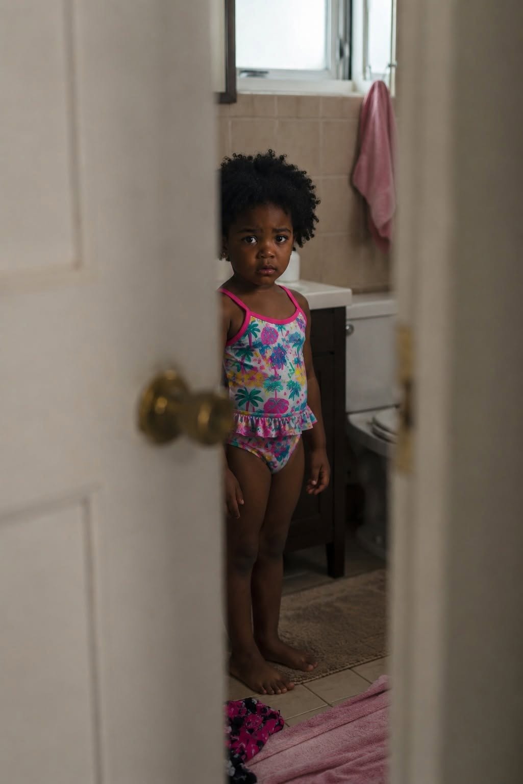When my 5-year-old daughter revealed her dad’s secret bathroom game, I quickly pulled out my phone and called the police.  My five-year-old daughter always bathed with my husband. They would stay in there for more than an hour every night. When I finally asked her what they were doing, she burst into tears and said, “Daddy says I can’t talk about games in the bath.” The next night, I peeked through the half-open bathroom door… and ran to get my phone. At first, I told myself I was overreacting. Sophie had always been small for her age, with soft curls and shy smiles. My husband, Mark, loved to say that bath time was “her special routine.” He said it calmed her down before bed and took one worry off my mind. “You should be grateful that I help you so much,” he would say with that easygoing smile everyone trusted. For a while, I was. Then I started noticing the clock. Not ten minutes. Not fifteen. An hour. Sometimes more. Every time I knocked on the door, Mark answered in the same calm voice. “We’re almost done.” But when they came out, Sophie never seemed relaxed. She looked exhausted. She wrapped herself tightly in the towel and kept her gaze fixed on the floor. Once, when I tried to dry her hair, she pulled away so quickly that my stomach sank. That was the first time I felt afraid. The second was when I found a damp towel hidden behind the laundry basket, with a white, chalky stain that smelled faintly sweet, almost medicinal. That night, after another long bath, I sat next to Sophie as she hugged her stuffed bunny to her chest.: “What are you doing in there with Daddy for so long?” I asked as gently as I could. Her face changed completely. She looked down. Her eyes filled with tears. Her little mouth trembled, but she didn’t say a word. I took her hand. “You can tell me anything. I promise.” She whispered so softly I could barely hear her. “Dad says bathroom games are secret.” My body went numb. “What kind of games?” I asked. She started crying even harder and shook her head. “He said you’d be mad at me if I told you.” I hugged her and told her I would never be mad at her. Never. But she didn’t say anything else. That night, I lay awake next to Mark, staring into the darkness, listening to him breathe as if nothing in the world was wrong. My whole being wanted to believe there was some innocent explanation I hadn’t yet seen. In the morning, I knew I couldn’t live on hope anymore. I needed the truth. The next night, when Mark took Sophie upstairs for her usual bath, I waited until I heard the water running. Then I walked barefoot down the hallway, my heart pounding so hard my chest ached. The bathroom door was ajar, just enough. I peeked inside. And in a second, the man I had married was gone. Mark was crouched by the bathtub with a kitchen timer in one hand and a paper cup in the other, talking to Sophie in a voice so calm it chilled me to the bone. At that moment, I grabbed my phone and called the police.  Write YES in the comments if you want to read the full story. Continued in the first comment..  ( The image is for illustrative purposes only