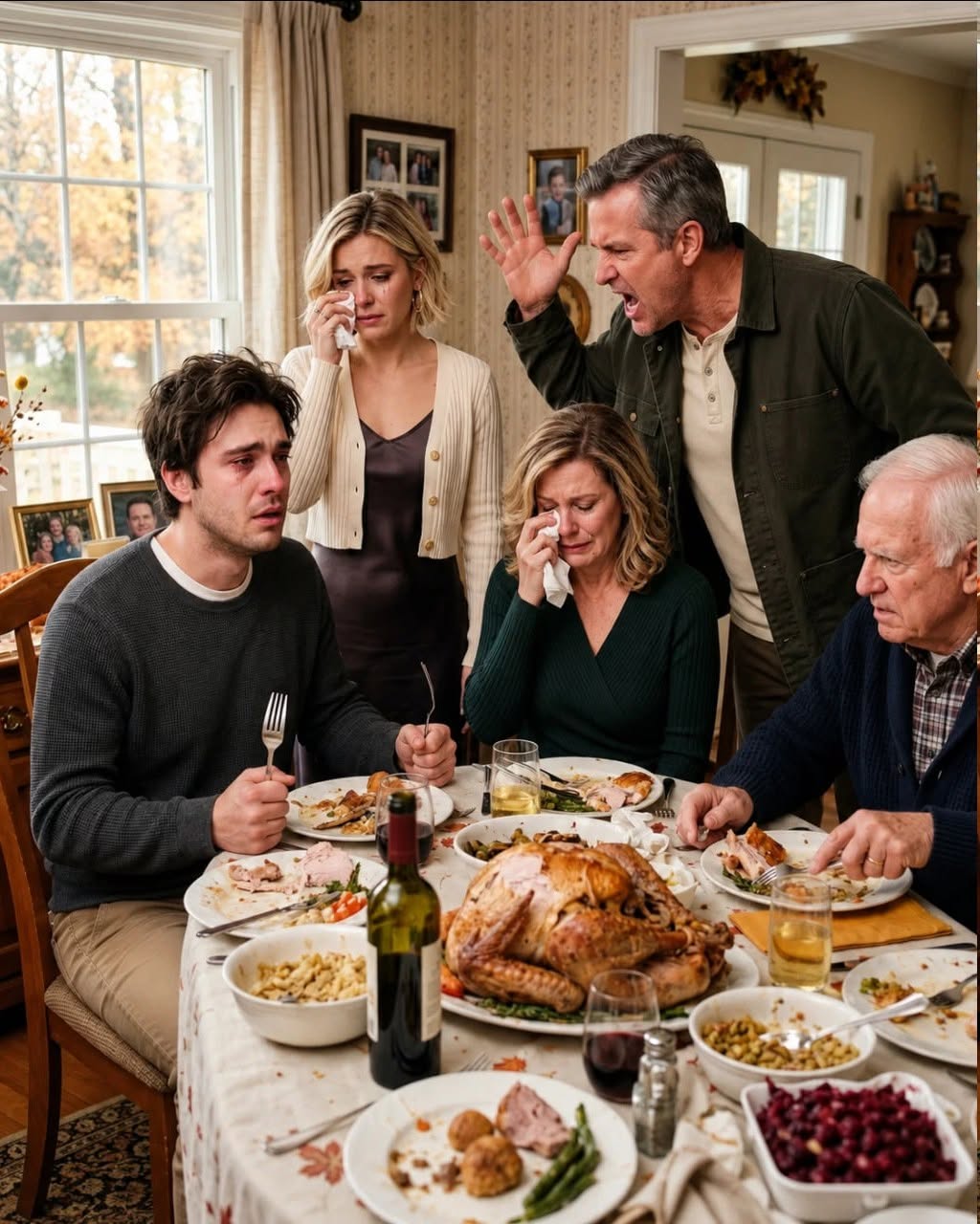 Grandpa stopped eating when he found out I was paying my parents rent while my sister lived there for free with her two kids. Dad said she needed help more, like my life didn’t matter. The whole table went silent when Grandpa put down his fork and finally said what no one expected.  Grandpa stopped mid-bite.  “Wait… you pay your parents rent?”  I froze with my fork halfway to my mouth. Across the Thanksgiving table, my mother’s face tightened. My sister, Claire, looked down at her plate like the mashed potatoes had suddenly become fascinating.  Before I could answer, my dad waved his hand like it was nothing.  “Your sister has two kids,” Dad said. “She needs help more.”  The table went silent.  Grandpa set down his fork.  Nobody expected what he said next.  “No,” he said quietly. “I asked Ethan.”  My stomach sank.  Dad leaned back in his chair. “Dad, don’t start.”  Grandpa’s eyes stayed on me. “How much?”  I swallowed. “Eight hundred a month.”  My grandmother whispered, “Eight hundred?”  Mom quickly said, “It’s not rent. It’s helping with household expenses.”  “I live in the basement,” I said before I could stop myself. “I buy my own groceries. I pay for my phone, car insurance, gas, and half the utilities.”  Claire’s head snapped up. “You make it sound like you’re being abused.”  “I didn’t say that.”  “But you’re acting like it,” she said. “I have two children, Ethan. Do you know how expensive daycare is?”  I stared at her. “You don’t pay daycare. Mom watches them five days a week.”  Claire’s cheeks reddened. Dad slapped his palm lightly against the table.  “That’s enough.”  But Grandpa was no longer eating. His face had gone still in a way I had only seen once before, at my uncle’s funeral.  “Claire,” he said, “do you pay anything to live here?”  Claire opened her mouth, then closed it.  Dad answered for her. “She’s rebuilding.”  Grandpa nodded slowly. “How long has she been rebuilding?”  Mom’s voice came out thin. “That’s not fair.”  Grandpa looked around the table. “No, what’s not fair is charging one child rent while giving the other a free room, free childcare, free meals, and then calling it family.”  My father’s jaw tightened. “Ethan is twenty-six. He should contribute.”  “And Claire is thirty-two,” Grandpa said. “With two children she chose to have and a man she chose to marry, divorce, and keep going back to whenever he knocks.”  Claire stood so fast her chair scraped the floor. “How dare you.”  Grandpa didn’t raise his voice. “Sit down.”  She sat.  Then Grandpa turned to me again.  “Ethan, where does your money go?”  I laughed once, but there was no humor in it. “To them.”  Mom’s eyes filled with tears. “We never forced you.”  “You told me if I moved out, I was abandoning the family.”  Dad pointed at me. “Because family helps family.”  Grandpa pushed his plate away.  “Then tonight,” he said, “family is going to tell the truth.”  The rest of the story is below 👇
