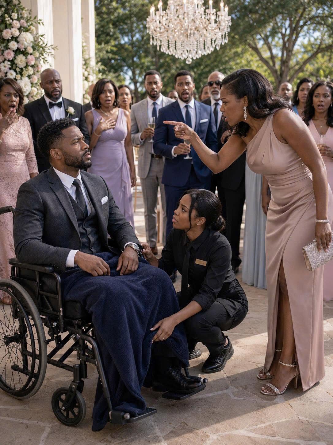 I pretended the acci:dent had broken my bones, so I sat silently in my wheelchair and watched my fiancée laugh mockingly in front of everyone. “Look at you,” she sneered, leaning closer. “Now you’re nothing—just a useless cripple.” No one defended me. Only the maid knelt beside me, 1